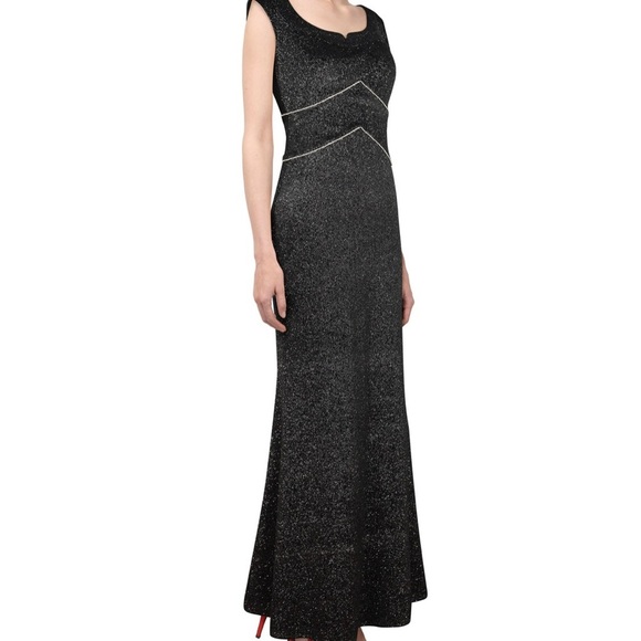Art Deco Velvet Glitter Gown Black - Picture 3 of 12